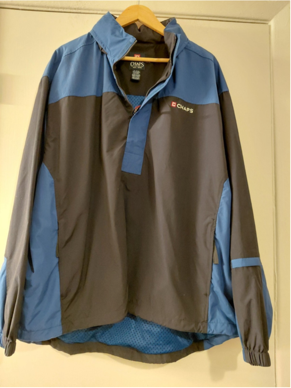 Chaps Ralph Lauren Men's Zip Up Windbreaker Hooded Jacket Size XL Sinch Waist